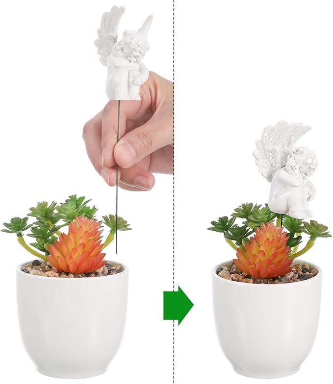 Kisangel Angel Wings Ornaments Resin Garden Sculpture 2.8 Inch Decorative Angel Wing Statue for Outdoor Patio Lawn Decor