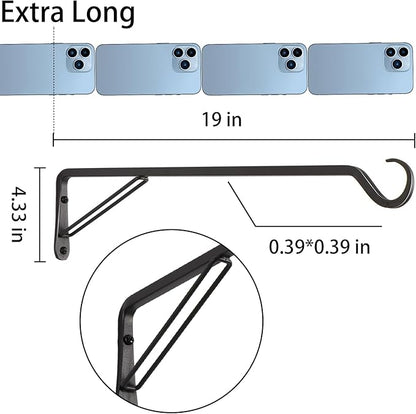 AILIN YELOKIE 2 Pack Extra Long 18 Inch Heavy-Duty Rust-Resistant Solid Steel Plant Hangers and Bird Feeder Hangers for Indoor and Outdoor Decor, Wall Hooks