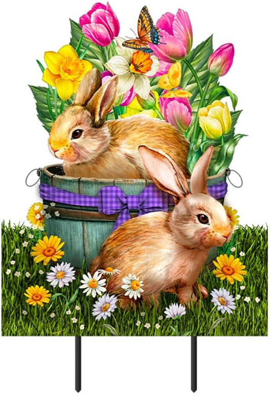 Briarwood Lane Spring Bunny Basket Metal Art