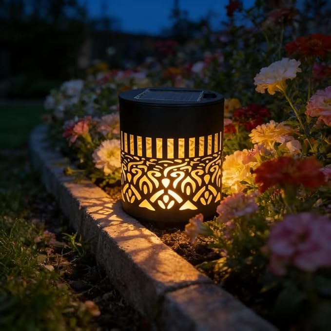 Decorative Solar Mandala Lights, Solar Wall Step Deck Light Outdoor Garden Decor, Mandala Theme Outdoor Fence Lights for Garden Post Patio Backyard Yard Decor