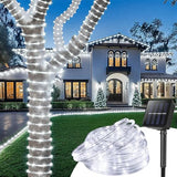 66FT 200LED Solar Rope Lights - White Waterproof, 8 Modes
