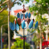 Stargarden Outdoor Metal Large Wind Spinners, 360 Degrees Swivel Kinetic Wind Sculptures-30 Dia*92.5" H Large Windmill, Metal Yard Art Garden Decor