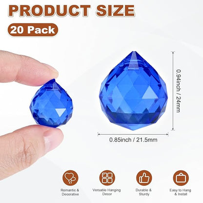 M METERXITY 20-Pack Crystal Ball Prisms, 24mm/0.94 Inch Chandelier Pendant Maker Hanging Crystals Chandelier Prisms for Home/Windows/Garden/DIY Decoration[Dark Blue]