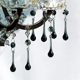 12pcs Raindrop Crystal Chandelier Prisms Parts, 53mm Hanging Crystals Beads for Chandeliers, Home Decoration (Transparent Black)