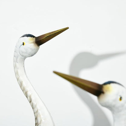 Outsunny Crane Garden Statues, 28.5" & 29" Standing Bird Sculptures, Metal Yard Art Decor for Lawn, Patio, Backyard, Landscape Decoration Set of 2, Blue & White