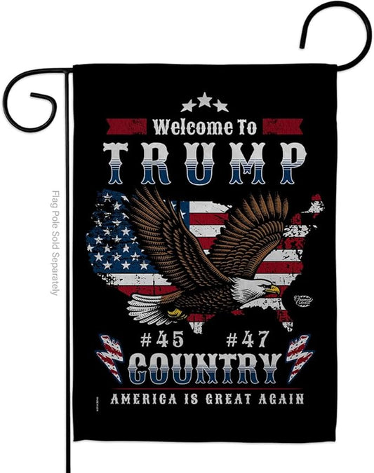 Welcome to Trump Country Flag Yard Sign Wall Hanging Decor Home Poster Rally Shooting MAGA Vance 2024 Political Poster Lawn Garden Outdoor Patriotic Patio Decoration Republican Gift Made in USA