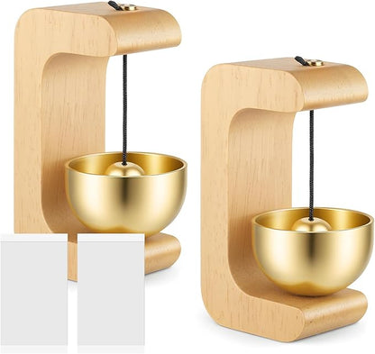 2 Pack C Shape Shopkeeper Bell for Door Opening Magnetic Wooden Door Chime Bell Wind Chime Doorbell Decoration Housewarming Gift for Restaurant Refrigerator Room Garden