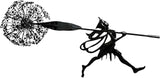 Flower Fairy Dancing with Dandelion Garden Sculpture,Angel Metal Ornaments Stainless Steel Statue Decorations,Wonderland Outdoor Yard Lawn Patio Stakes Sculptures Decor (D)