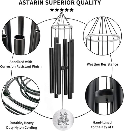 ASTARIN Personalized 30" Bereavement Wind Chimes for Outside, Memorial Gift in Remembrance of a Loved One, Sympathy Gift for Loss of Mother Father Husband, Garden Patio Decor