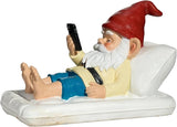 Relaxing Pool Gnome with Smartphone - 5.6" Heavy Resin Garden Statue - Weather-Resistant Funny Lawn Ornament - Summer Patio Decor - Unique Housewarming Gift