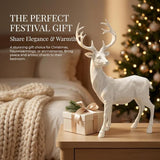 XTAPAN Resin 19.68 Inch Height Standing Deer Statue Animals Sculpture Garden Art Decor Yard Ornament Lawn Garden Outdoor Patio Decoration Figurine White