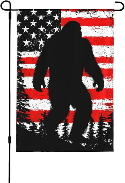 Bigfoot American Flag Garden Flags 12×18 Inch Double Sided Decorative Yard Banner for Outdoor Outside Decor