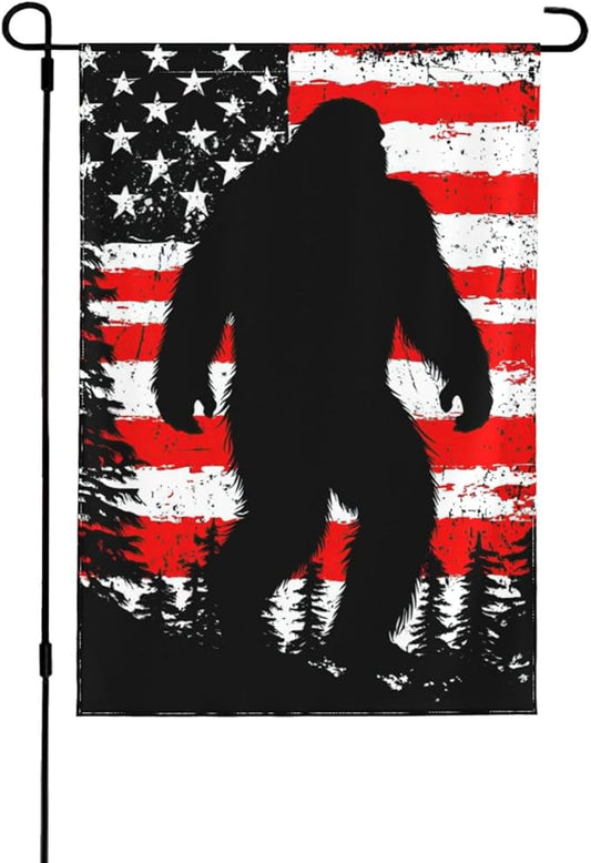 Bigfoot American Flag Garden Flags 12×18 Inch Double Sided Decorative Yard Banner for Outdoor Outside Decor