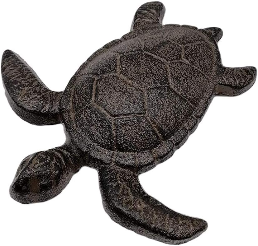 Comfy Hour Heavy Duty Cast Iron Sea Turtle Figurine, Decorative Ocean Turtle Statue for Garden, Patio & Beach House Decor, Vintage Brown Coastal Accent for Bathroom & Office, 1 pc