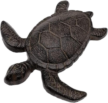 Comfy Hour Heavy Duty Cast Iron Sea Turtle Figurine, Decorative Ocean Turtle Statue for Garden, Patio & Beach House Decor, Vintage Brown Coastal Accent for Bathroom & Office, 1 pc