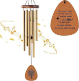 Aluminium Wind Chimes, 26" Wooden Sympathy Wind Chimes, Memorial Wind Chime for Loss of Loved One, Wind Tubes of Sympathy Gift, for Home Decor Outdoor Garden Patio(Golden)
