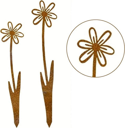 Traditional Iron Flower Stake Weather-Resistant, Decor & Holiday Yard Art for Easy Outdoor Use Artistic Garden Paths Markers Stakes