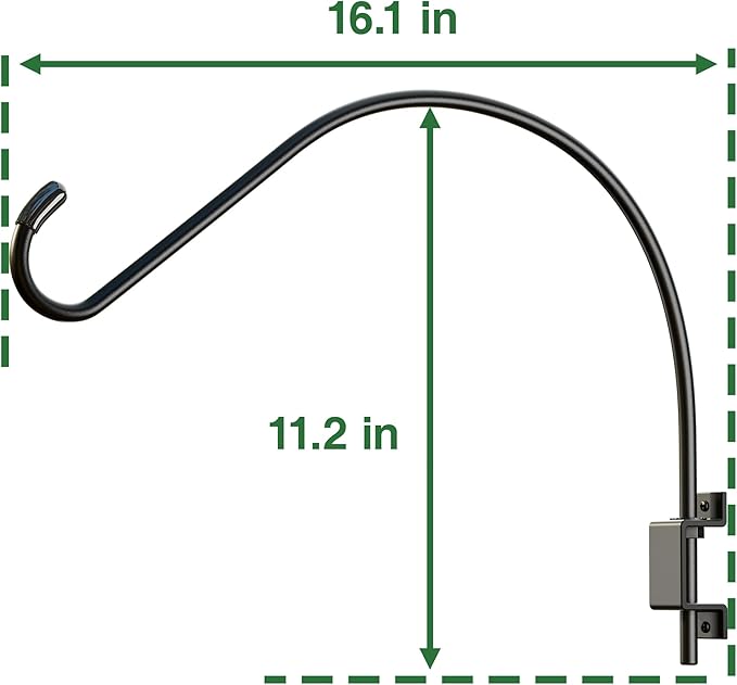 16 Inch 2 Pack Swivel Plant Hanger: Plant Hangers Outdoor, Heavy Duty Hook for Bird Feeder, Plant, Flower Basket, Lantern, Wind Chime - Versatile Hanging Brackets Outdoor Indoor Use Up to 22LB