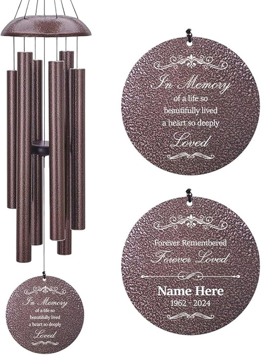 Personalized Sympathy Wind Chimes, Sympathy Gift After Loss of Mom Dad, or Loved One, Memorial Garden Remembering a Loved One Memorial Gifts, Product in USA
