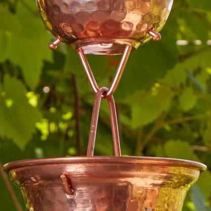 Gold & Garden Rain Chains for Gutters, Copper, 16 Cups, 8ft Long