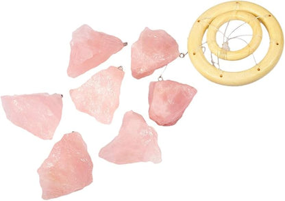 rockcloud Rose Quartz Raw Stones Wind Chime Home Garden Decoration Figurine