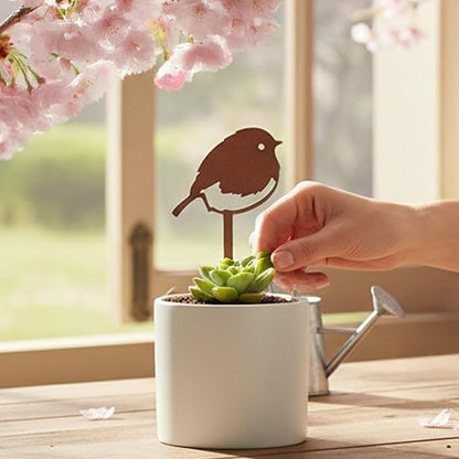 Chickadee Small Bird Metal Garden Stake – Powder-Coated Rust-Resistant Mini Bird Plant Pick for Pots & Planters, Cute Indoor/Outdoor Garden Decor