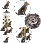 Garden Dog Wind Chimes Outdoor Indoor Decor - with 4 Tubes 7 Dogs Wind Chime, Mobile Romantic Wind Catcher, Bronze Wind Bells for Home, Mom Gifts, Balcony, Tree, Festival, Garden Decoration
