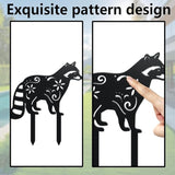 WADORN 2Pcs Raccoon Metal Decorative Garden Stakes, Black Raccoon Silhouette Metal Outdoor Statues Animals Garden Ornament Gifts Black Yard Art Decoration for Outdoor Backyard Patio Lawn Walkways