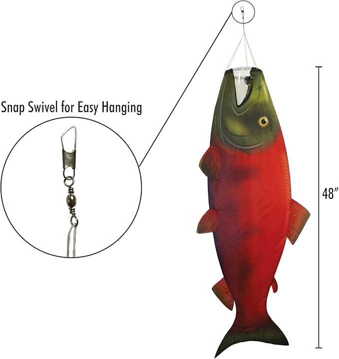 In the Breeze 5118 — Sockeye Salmon Fish Windsock-Hanging Outdoor Decoration, 48 inches