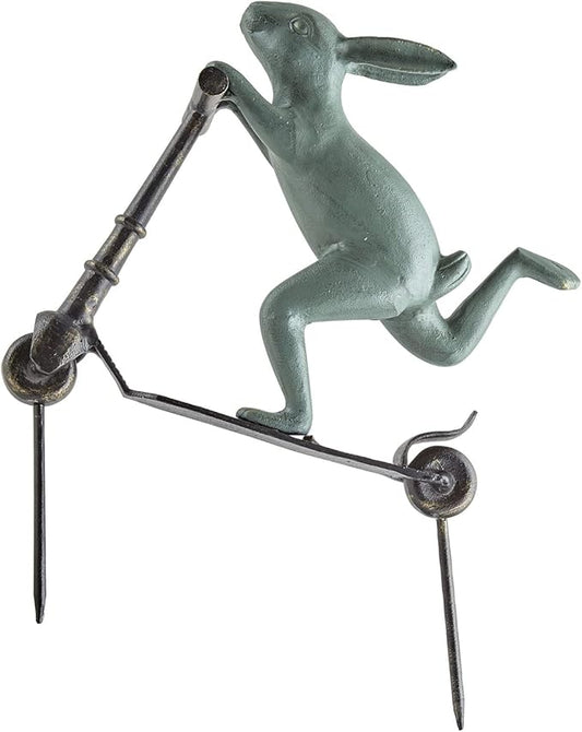 SPI Home Cast Aluminum Scooter Bunny Garden Sculpture 19 Inches Long