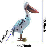 16inch Pelican Statue Metal Ocean Bird Sculpture Garden Decoration Metal Yard Art for Patio Lawn Backyard Outdoor Decoration