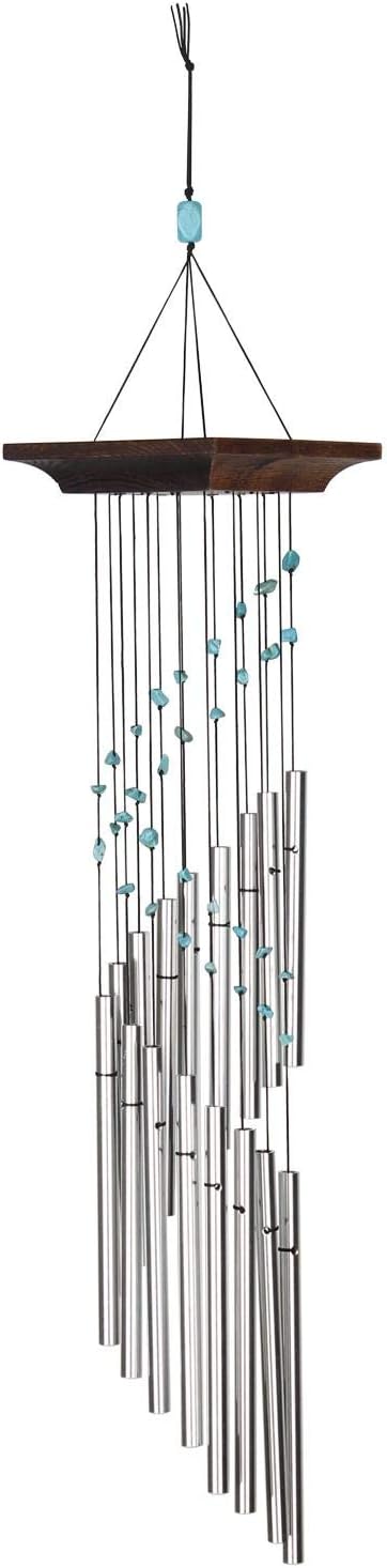 Woodstock Chimes Signature Collection, Woodstock Mystic Spiral, 22'' Turquoise Decor Designs Wind Chimes for Outdoor, Patio, Home or Garden Décor (MST)