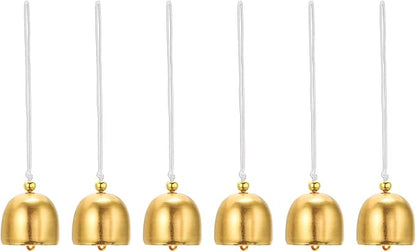 PATIKIL 6 Pcs Wind Chime, Hanging Bells Temple Bells Retro Outdoor Hanging Metal Chinese Wind Chime Round for Outside Garden Camping, Gold White