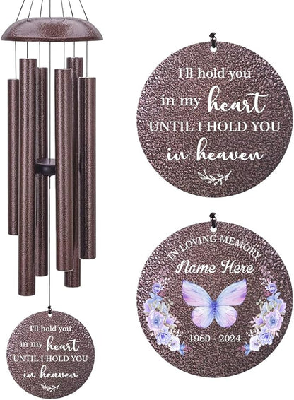 Sympathy Wind Chimes, Personalized Butterflies Wind Chimes for Loss of Loved Dad/Mom, Memorial Sympathy Gifts for Funeral, in Loving Memory of Husband/Wife (Produced in USA)