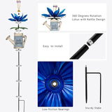 Wind Spinners Outdoor, 360 Degree Lotus Wind Sculptures Windmill, Metal Decorative Garden Stakes for Spring Garden Yard Decor, 36.2" H x 9.4" W