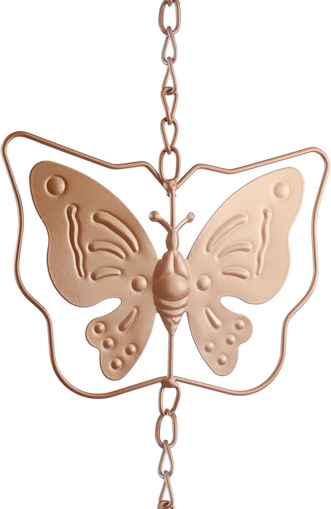 Metal Rain Chain Butterfly Rain Chain for Gutter Copper Rain Chain for Outside, 130 cm Long