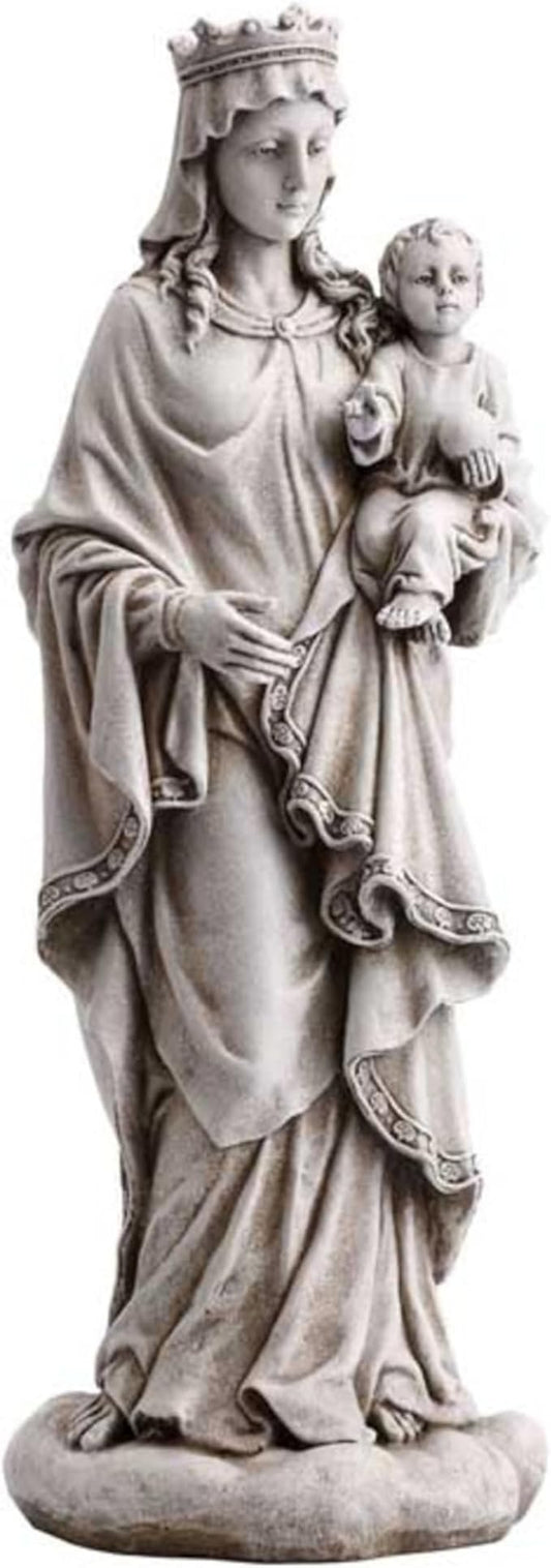 Avalon Gallery Outdoor Sculpture - Marian Garden Collection Mary Queen of Heaven Statue, 18.5" Tall, Stone Resin