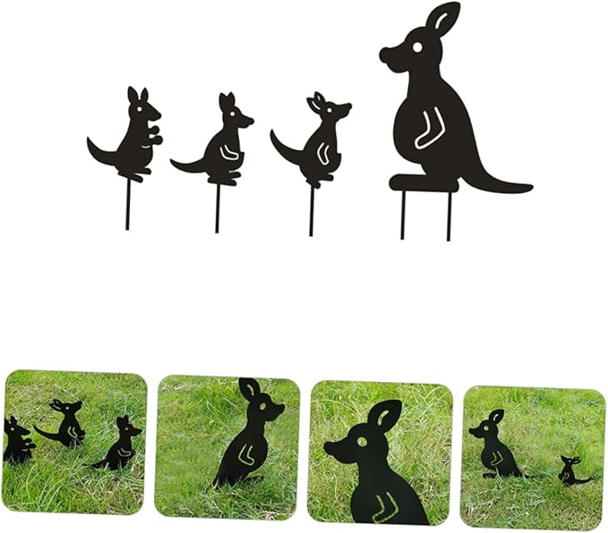 SUPVOX Hollow Kangaroo Yard Art Decor Large Outdoor Statue for Garden Iron Material