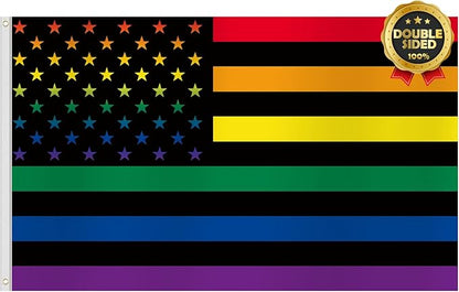 Pride Flag 3x5 Ft Double Sided LGBTQ Rainbow Decorations for Indoor Outdoor Hanging - Gay Love Party Supplies With Brass Grommets for Garden, Lawn, Yard, Parade Decor