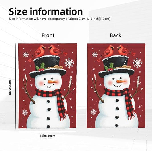 Gkyygk Snowman Red Winter Christmas Welcome Garden Flag 12x18 Inch Banners Small Yard Flag Burlap Farmhouse Outdoor Lawn Patio Decor