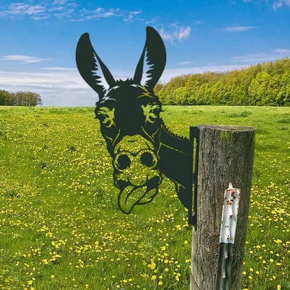 Farm Bear Art Garden Decor Outdoor Decoration, Farm Peeping Cow Metal Art Outdoor Decor, Fence Animals Silhouette Art Decoration for Farmhouse, Yard, Lawn Weather (C)