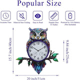 Large Outdoor Clock with Thermometer & Humidity, Owl Outdoor Wall Clock Silent No-Ticking Outside Clock for Patio, Living Room, Kitchen