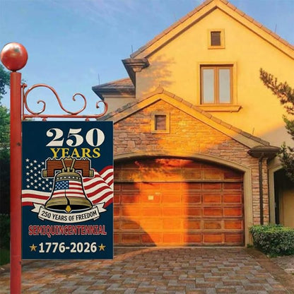 ZXvZYT 250 Years of Freedom America Garden Flag,Semiquincentennial,USA 250th Anniversary Patriotic Clock Design Flags Banner Double Sided Flax Outdoor Yard Decorative(12"x 18")