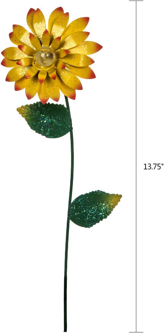 Flower Garden Stake Metal Outdoor Flower Garden Decor for Outside Yard Art Glow in Dark Yard Lawn Ornaments Decor,Set of 3,Colorful Flower