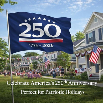 US 250 Flag – 250th Anniversary USA Double Sided 3-Ply Outdoor Flag, We The People 1776-2026 Patriotic Yard & House Banner for 4th of July (8, 2X3)