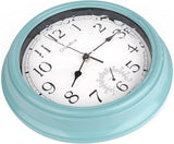 Crosstime 12 Inch Outdoor Clock Waterproof with Thermometer,Vintage Indoor Outdoor Wall Clocks for Patio, Pool, Garden, Bathroom Wall Decor - Teal