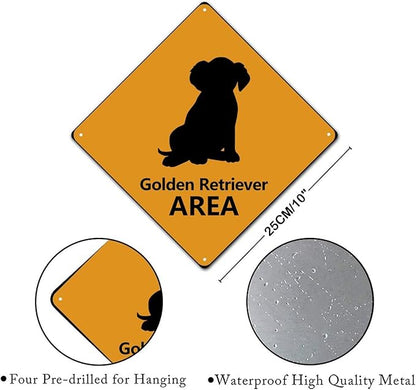 Golden Retriever Crossing Xing Sign Beware of Dog Metal Sign Golden Retriever Warning Sign Crossing Zone Sign for Farm Yard Front Door Indoor Outdoor Street Sign 10x10in