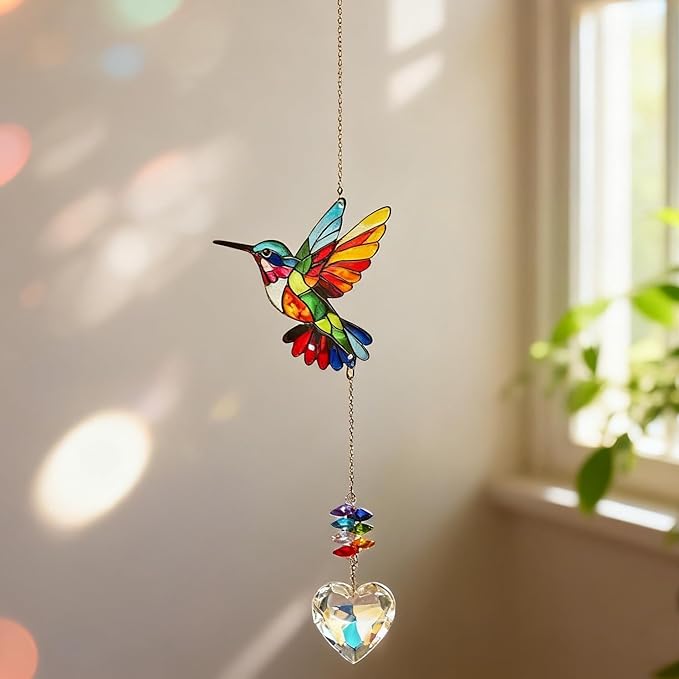 Hummingbird Crystal Suncatcher, Hummingbird Sun Catcher, Hanging Bird Suncatcher, Bird Decoration, Garden Decoration