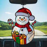 Cute Snowman Acrylic Suncatcher Stained Glass Effect Window Car Hanging Christmas Ornament Indoor Outdoor Decor Garden Sun Catcher Panel for Christmas Lover for Women Mom Grandma