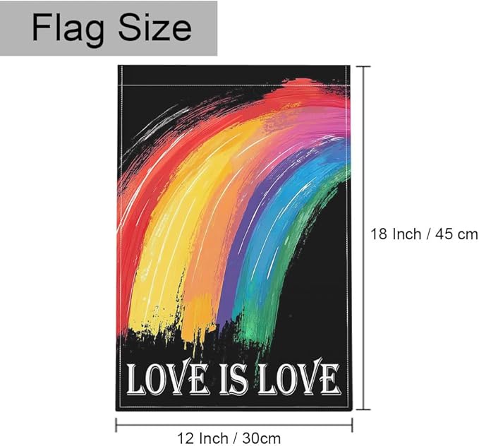 Gkyygk Rainbow Garden Flag 12 x 18 Inch Double Sided Love Is Love LGBT Welcome Banners Farmhouse Holiday Outside Decor Burlap Yard Flag